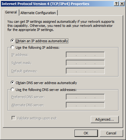 Configuração automática de rede via DHCP no Microsoft Windows 7