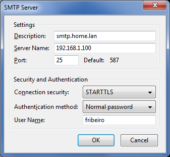 Configuração do Thunderbird como cliente smtp com autenticação