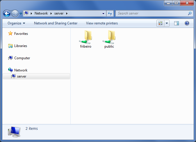 Listagem de ficheiros partilhados com o Microsoft Windows